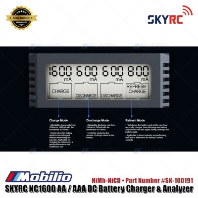 Skyrc Part #SK-100191 NC1600 AA AAA NiMh-NiCD DC Battery Charger and Analyzer