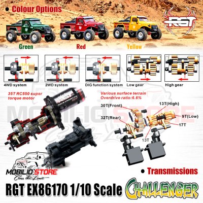 RGT EX86170 Challenger 1/10 Scale 2.4G 2-Speed FWD/4WD RC Car Crawler