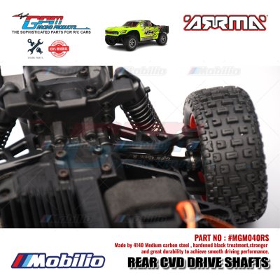 GPM Part #MGM040RS Carbon Steel Rear CVD Drive Shafts 40mm with Alloy Wheel Hex Arrma Mojave Grom Mega Desert Truck