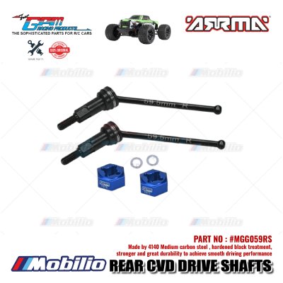 GPM Part #MGG059RS Medium Carbon Steel Rear CVD Drive Shafts with Wheel Hex RC Arrma Granite Typhon Grom Mega