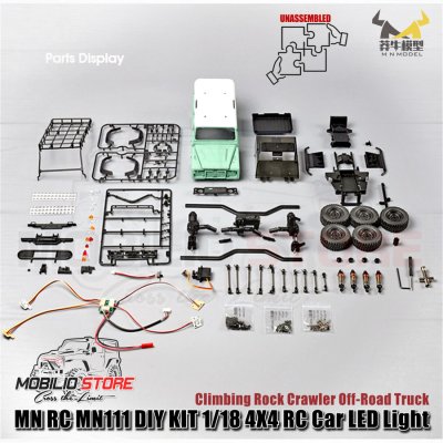 RC MN111 DIY KIT 1/18 4X4 RC Car LED Light Rock Crawler Off-Road Truck