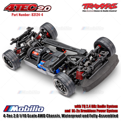 Traxxas 4-Tec 2.0 1/10 Scale AWD Chassis Waterproof and Fully-Assembled with TQ 2.4 GHz Radio System and BL-2s Brushless Power System Remote Control Cars