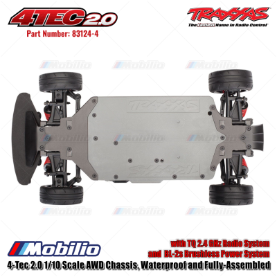 Traxxas 4-Tec 2.0 1/10 Scale AWD Chassis Waterproof and Fully-Assembled with TQ 2.4 GHz Radio System and BL-2s Brushless Power System Remote Control Cars