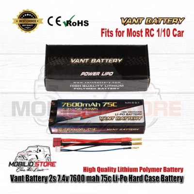 Vant Battery 2S 7.4V 7600 mAh 75C Li-Polymer Hard Case Battery