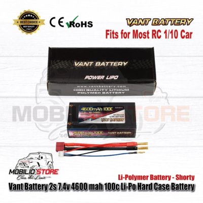 Vant Battery 2S 7.4V 4600 mAh 100C Li-Polymer Hard Case Battery Shorty