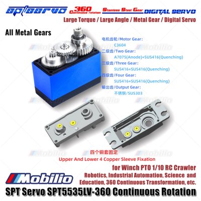 SPT Servo SPT5535LV-360 Continuous Rotation Metal Gear Digital Servo for Winch PTO 110 RC Crawler Robotics Industrial Automation Science and Education