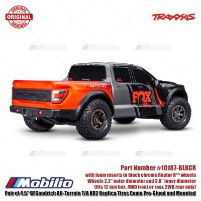 Traxxas Part #10187-BLKCR Tires and Wheels Assembled Glued for RC Ford F-150 Raptor R 4X4