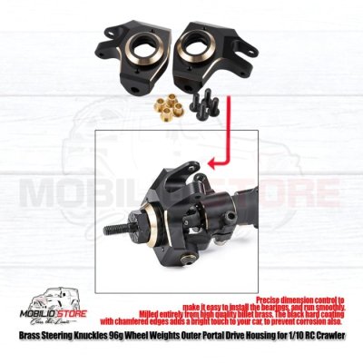 Brass Steering Knuckles Front Axle for 1/10 RC Crawler Axial SCX10 II