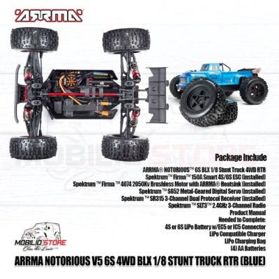 Arrma 1/8 Notorious 6S V5 4WD BLX Stunt Truck with Spektrum Firma RTR