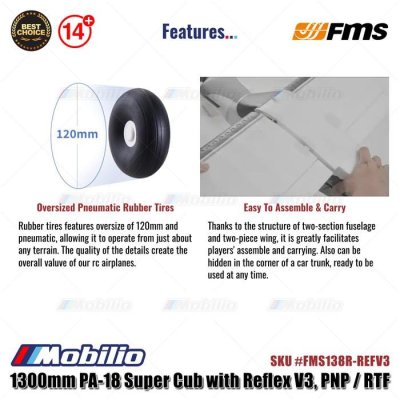 FMS 1300mm PA-18 Super Cub with Reflex V3 - PNP/RTF #FMS138R-REFV3 RC Air Plane Aeromodelling