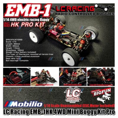 LC Racing EMB-1HK 4WD Mini Buggy Kit Pro 1/14 Scale Unassembled (ESC,Motor Included)