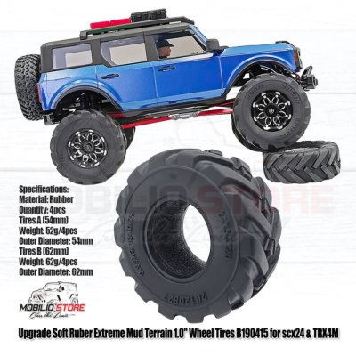 Upgrade Soft Ruber Extreme Mud Terrain 1.0 Tires B190415 SCX24 TRX4M