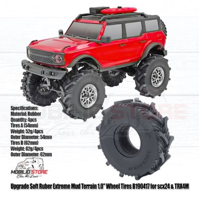 Upgrade Soft Rubber Extreme Mud Terrain 1.0 Tires B190417 SCX24 TRX4M