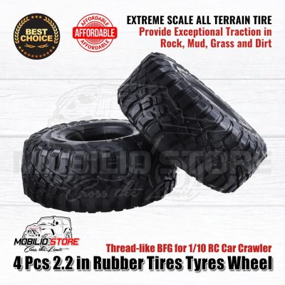 4 Pcs 2.2" Rubber Tires Tyres Wheel Ban 120 mm for 1/10 RC Car Crawler
