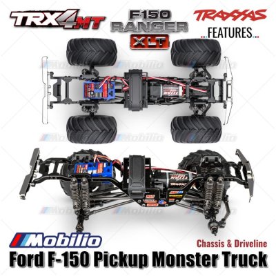 Traxxas TRX-4MT Ford F-150 Ranger XLT Pickup Monster Truck Bigfoot 1/18 Scale 4X4 RTR Fully-Assembled Waterproof TRX4MT