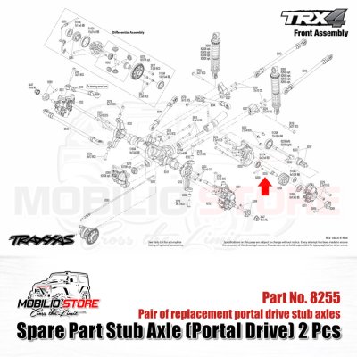 Spare Part Stub Axle Portal Drive 2 Pcs Part #8255 for Traxxas TRX4