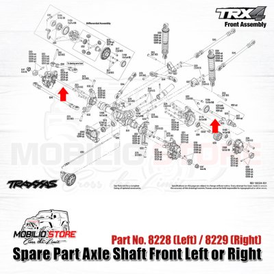 Spare Part Axle Shaft Front Left 8228 or Right 8229 for Traxxas TRX4 - 8229 - Right