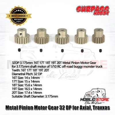 Metal Pinion Motor Gear Surpass Rocket 32 DP 3.175 mm Shaft