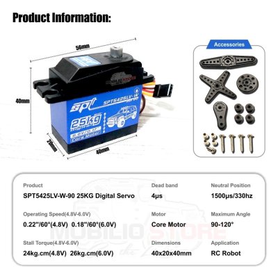 Servo SPT 25 Kg High Torque Waterproof Wide Angle Full Metal Gear