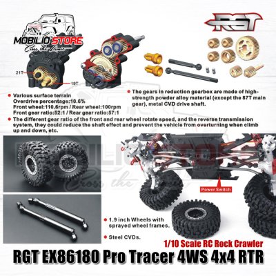 RGT EX86180 Pro Tracer 4WS 4x4 RTR 110 Scale RC Rock Crawler Off-Road