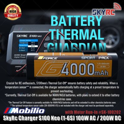 SkyRc Charger S100 Neo (1-6S) 100W AC / 200W DC with Motor Run-In #SK-100202