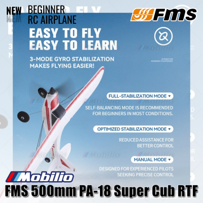 FMS 500mm PA-18 Super Cub RTF Easy to Fly Micro RC Plane for Beginners