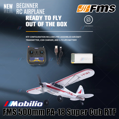 FMS 500mm PA-18 Super Cub RTF Easy to Fly Micro RC Plane for Beginners