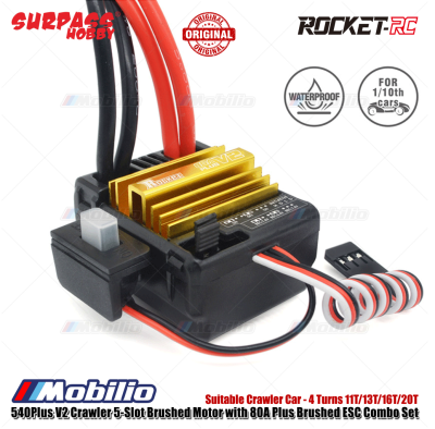 Surpass Hobby Rocket-RC 540Plus V2 Crawler 5-Slot Brushed Motor with 80A Plus Brushed ESC Combo Set Suitable Crawler Car 4 Turns 11T/13T/16T/20T Remote Control
