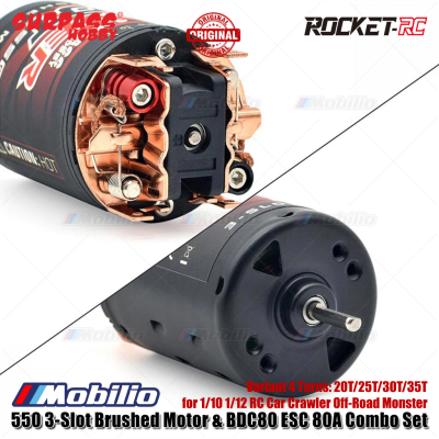 Surpass Hobby 550 3-Slot Brushed Motor BDC80 ESC 80A Combo Set 20T/25T/30T/35T for 1/10 1/12 RC Car Crawler Off-Road Monster