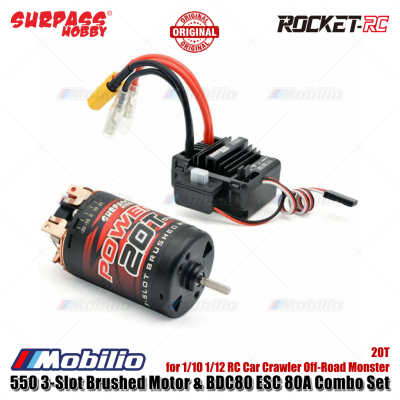 Surpass Hobby 550 3-Slot Brushed Motor BDC80 ESC 80A Combo Set 20T/25T/30T/35T for 1/10 1/12 RC Car Crawler Off-Road Monster