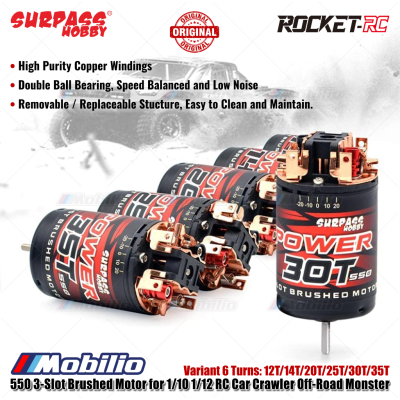 Surpass Hobby 550 3-Slot Brushed Motor 12T/14T/20T/25T/30T/35T for 1/10 1/12 RC Car Crawler Off-Road Monster