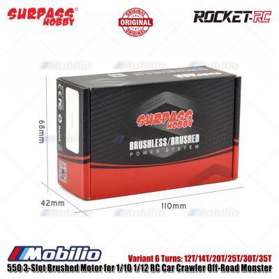 Surpass Hobby 550 3-Slot Brushed Motor 12T/14T/20T/25T/30T/35T for 1/10 1/12 RC Car Crawler Off-Road Monster