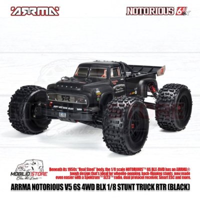 Arrma 1/8 Notorious 6S V5 4WD BLX Stunt Truck with Spektrum Firma RTR