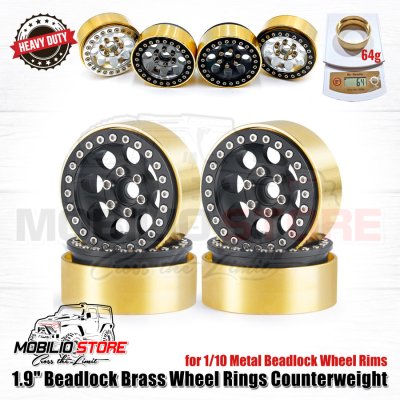 Upgrade 1.9 Beadlock Brass Wheel Rings Counterweight for 1/10 Crawler