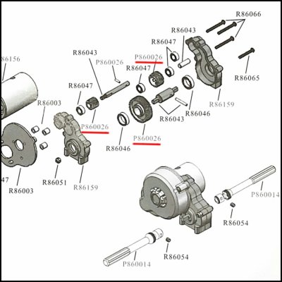 Upgrade Part - Metal Transmission Gear Set RGT 86100 Code P860026 HSP