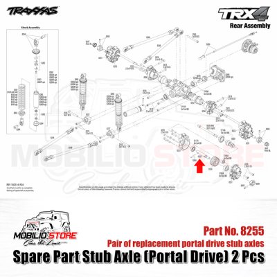 Spare Part Stub Axle Portal Drive 2 Pcs Part #8255 for Traxxas TRX4