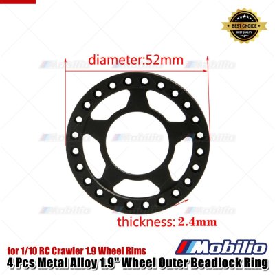 4 Pcs Metal Alloy 1.9" Wheel Outer Beadlock Ring for 1/10 RC Crawler