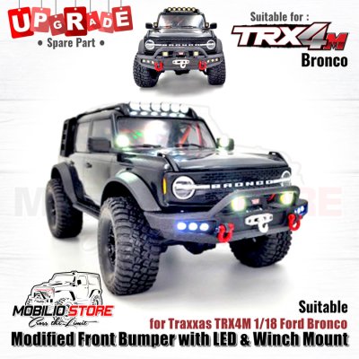 Upgrade Modified Front Bumper with LED & Winch Mount TRX4M Ford Bronco