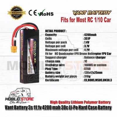 Vant Battery 3S 11.1 Volt 4200 mAh 30C Li-Polymer Hard Case Battery