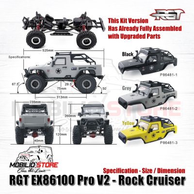 RGT EX86100 Pro V2 - Rock Cruiser 1/10 Scale RC Crawler Kit Version