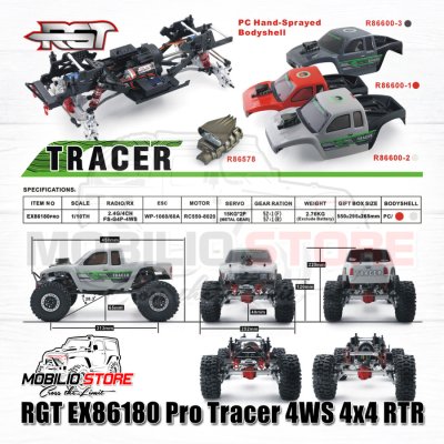 RGT EX86180 Pro Tracer 4WS 4x4 RTR 110 Scale RC Rock Crawler Off-Road