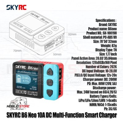 SKYRC B6 Neo 10A DC Multi Function Smart Charger Original Charge - MysteriousBlack