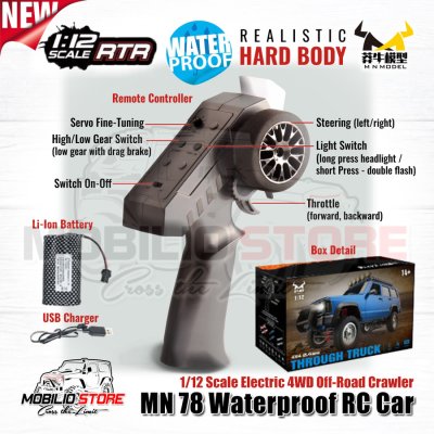 RC MN78 Waterproof Jeep Cherokee 213 1/12 Scale 4WD Crawler Car RTR