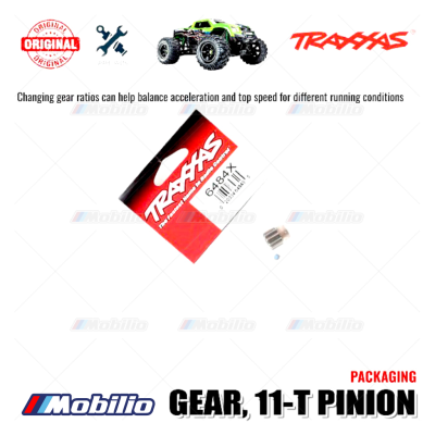 Traxxas Part #6484X 11-tooth pinion gear (1.0 metric pitch) fits 5 mm motor shafts and includes set screw for RC E-Revo X-Maxx XRT