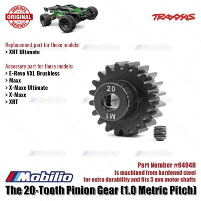 Traxxas Part #6494R 20-Tooth Pinion Gear (1.0 Metric Pitch) Hardened Steel for XRT Ultimate RC Monster Truck