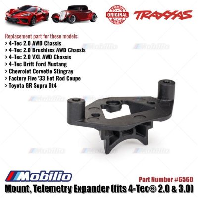 Traxxas Part #6560 Mount Telemetry Expander  Fits 4-Tec 2.0 & 3.0 Chassis RC Car
