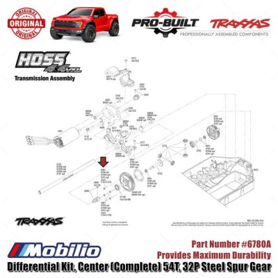 Traxxas Part #6780A Pro-Built Differential kit Center Complete 54T 32P Steel Spur Gear for RC Ford Raptor Slash Rustler Hoss Stampede