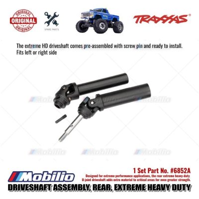Traxxas Part #6852A Driveshaft Assembly Rear Extreme Heavy Duty (1) (left or right) (fully assembled ready to install)/ screw pin (1) for RC Bigfoot Ford Hoss Nitro Slash Rustler Slash Stampede