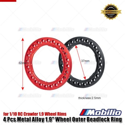 4 Pcs Metal Alloy 1.9" Wheel Outer Beadlock Ring for 1/10 RC Crawler