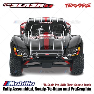 Traxxas Slash 4x4 1/16 Scale Pro 4WD Short Course Truck Fully Assembled Ready-To-Race and ProGraphix RC Car Speed Offroad